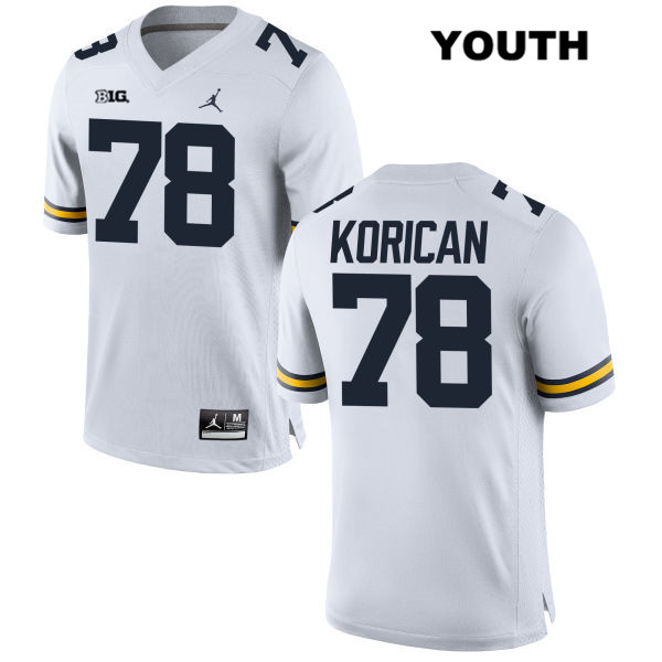 Youth NCAA Michigan Wolverines Griffin Korican #78 White Jordan Brand Authentic Stitched Football College Jersey CA25S12KC